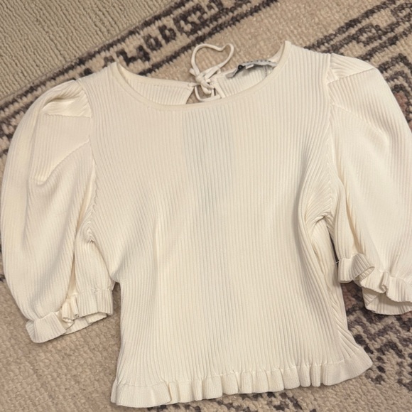 Endless Rose Creamy white Ribbed Blouse - Picture 1 of 3